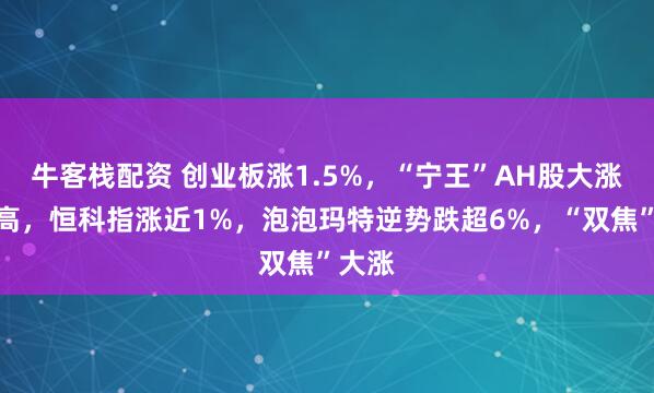 牛客栈配资 创业板涨1.5%，“宁王”AH股大涨创新高，恒科指涨近1%，泡泡玛特逆势跌超6%，“双焦”大涨